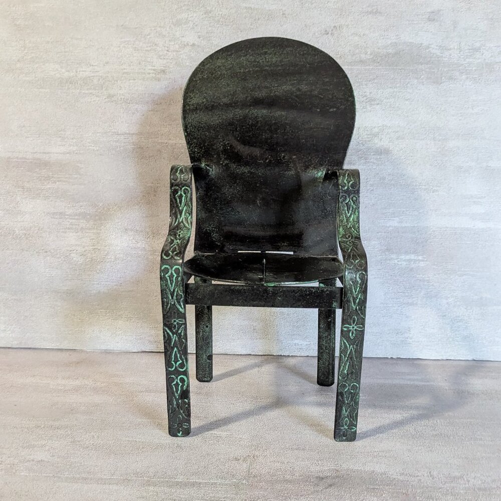 Chair Pillar Candle Holder Turquoise color finish - 10 inches tall
